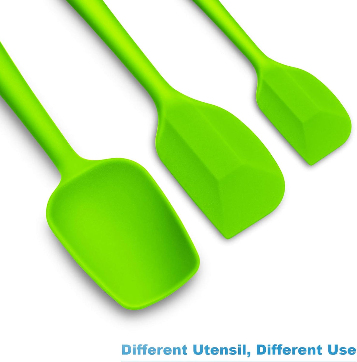 Silicone Spatula 3-piece Set, Ergonomic Handle High Heat-Resistant Spatulas, Non-stick Rubber Spatulas with Stainless Steel Core, Green