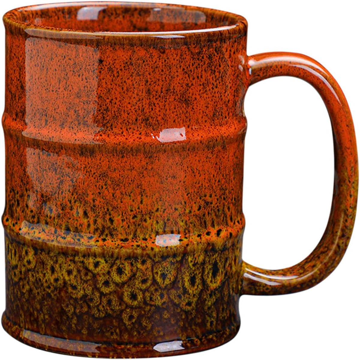 Brown and Yellow 20 oz Ceramic Coffee Mug - Large, Dishwasher and Microwave Safe, Perfect for Office and Home