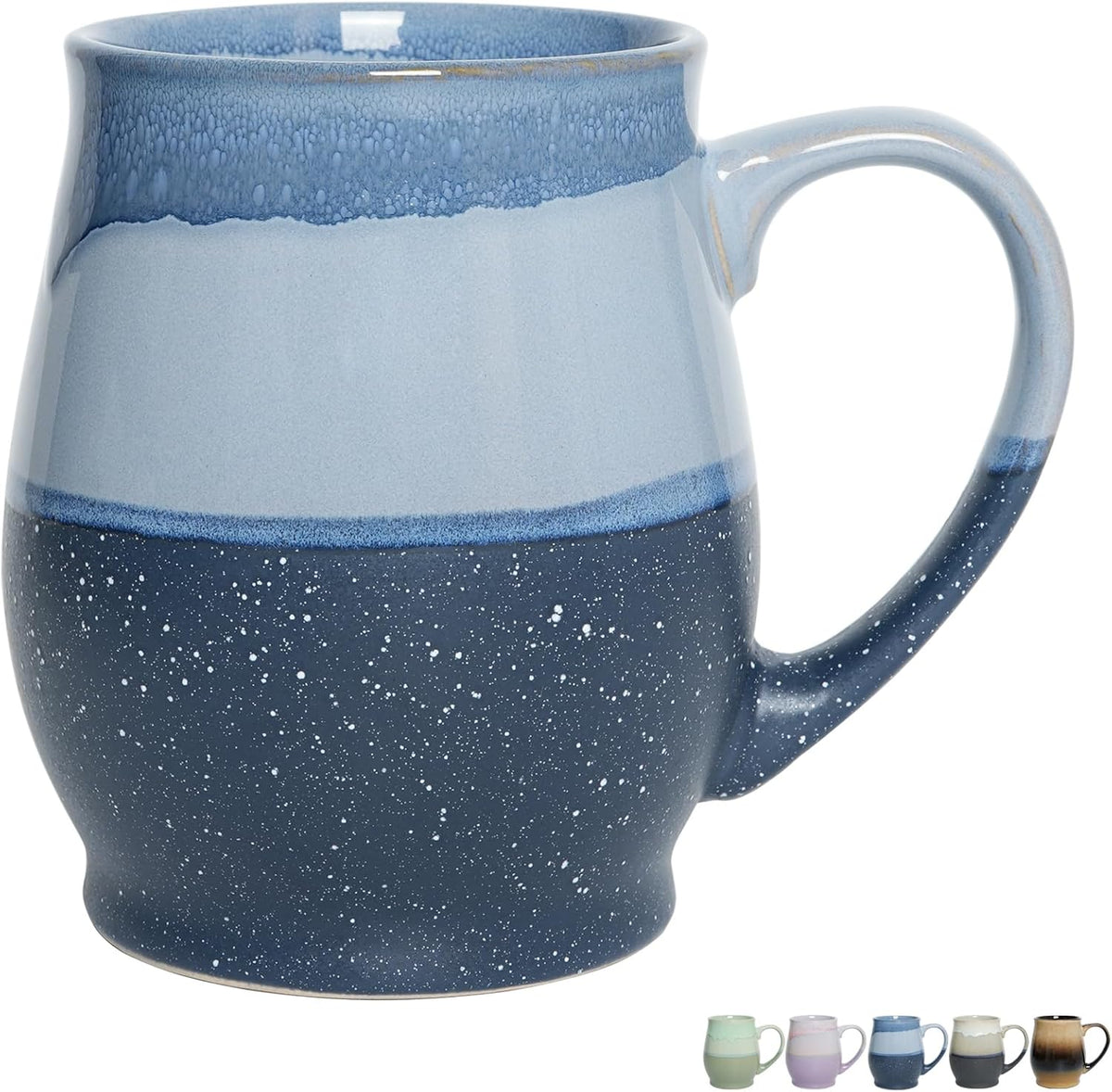 Bosmarlin Extra Large Ceramic Coffee Mug, 25 Oz, Dishwasher and Microwave Safe, Oversized Big Tea Cup for Office and Home, Reactive Glaze (Blue)
