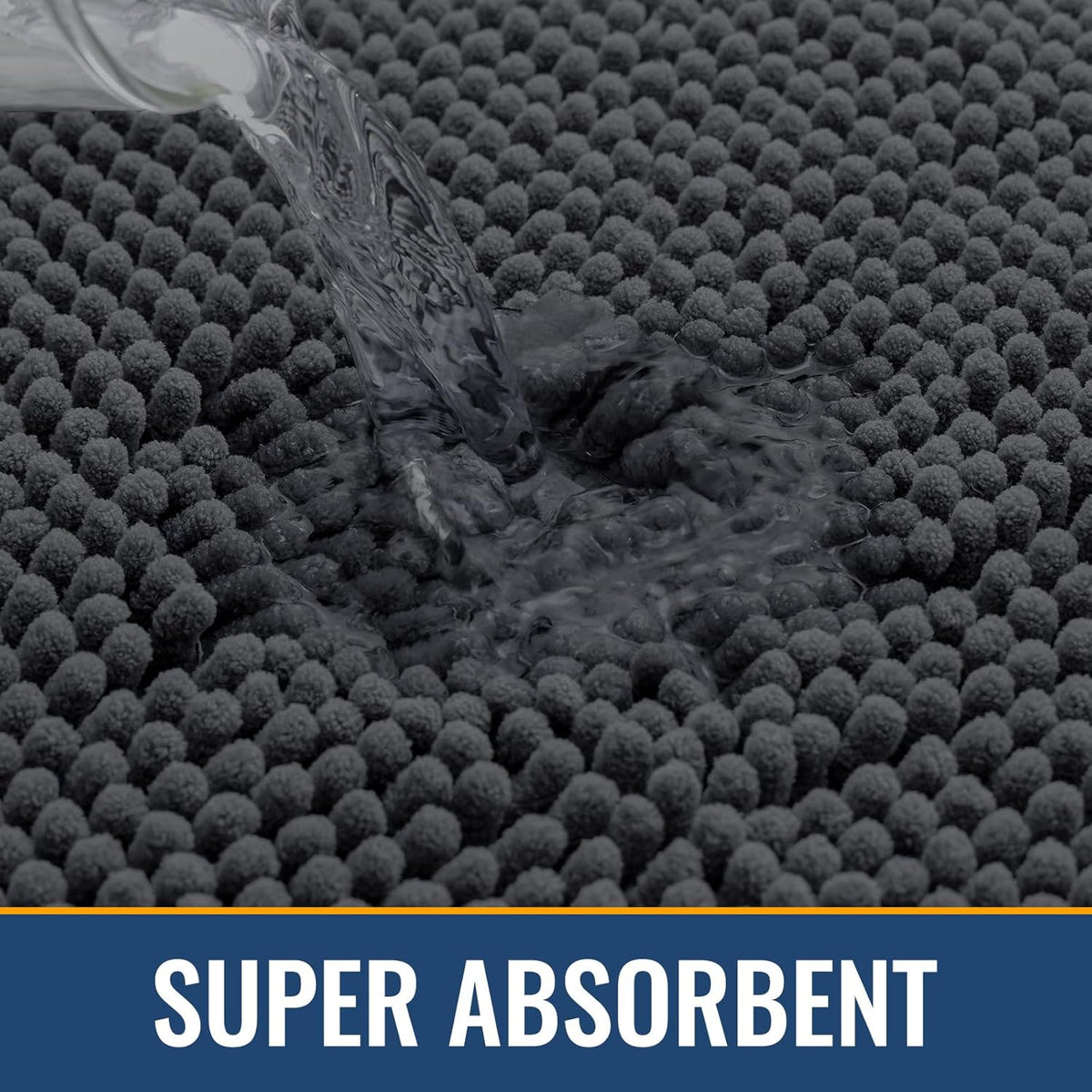 Arotive Bathroom Rugs 24x16, Extra Soft Absorbent Shaggy Chenille Bath Rugs, Machine Washable Rubber Backing Non-Slip Bath Mats for Bathroom Floor Tub and Shower, Home Decor Accessories, Dark Grey