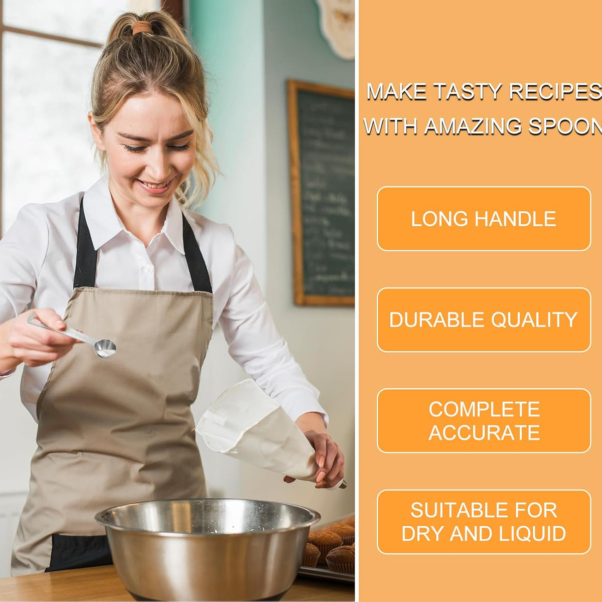 2Pcs 3/4 tsp Measuring Spoon, (1/4 tbsp | 3.75 ml | 1/8 oz) Stainless Steel Measure Spoons, Tablespoon Measuring Spoon with Precise Scale(Silver)