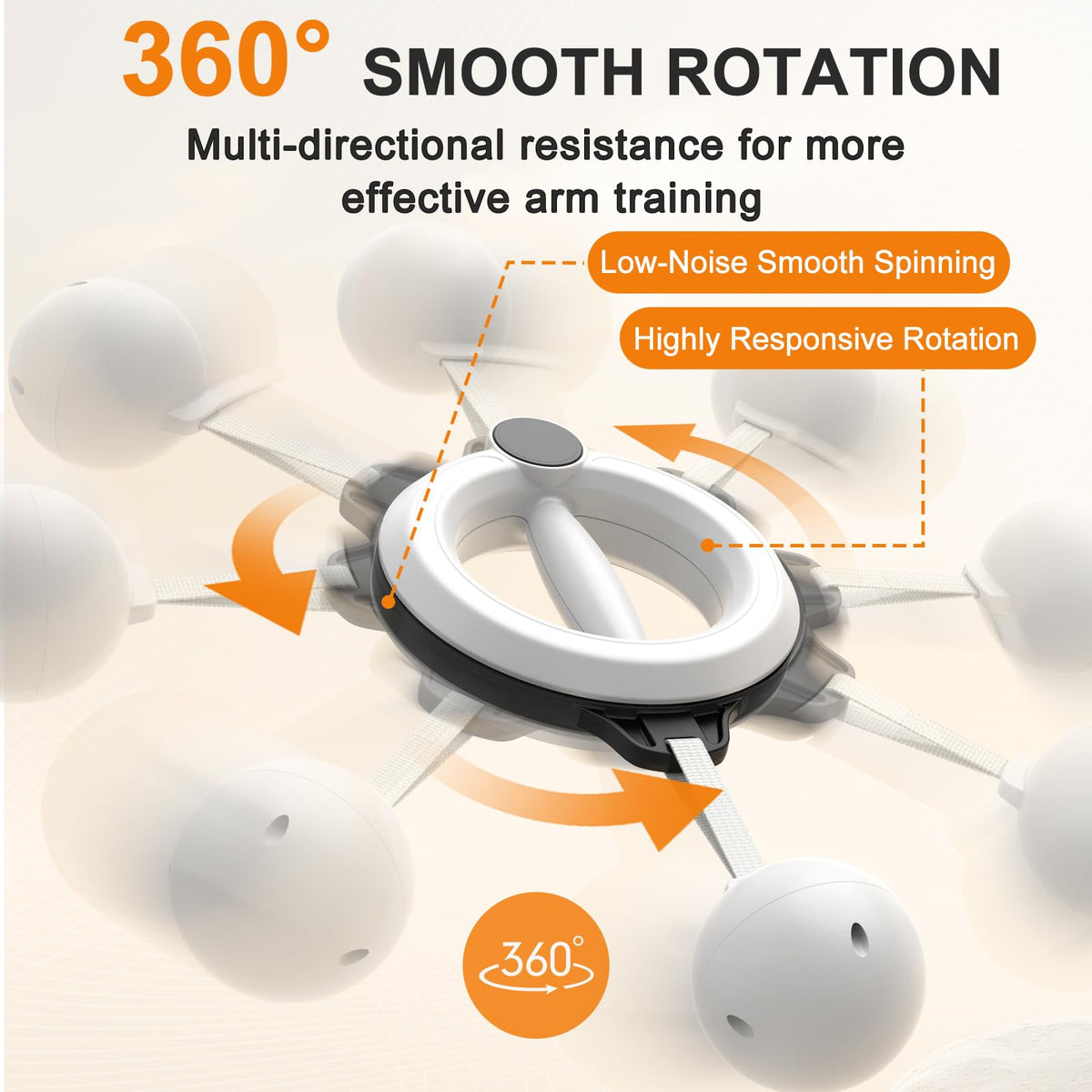 Infinity Hoop for Arms 360° Hand-Crank Arm Trainer for Home Workouts White