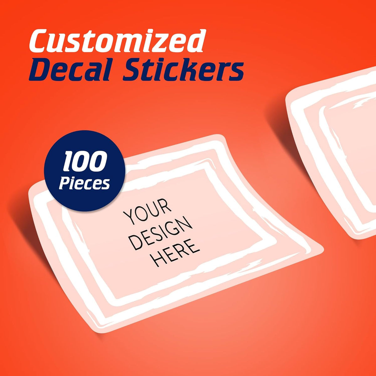 100 Custom Vinyl Stickers - Upload Your own Image, Text, Design, Logo - Personalized Logo Labels for Handmade, Packaging, Bottle, Jars, Candle, Brand Stickers (Peach, 3x2)