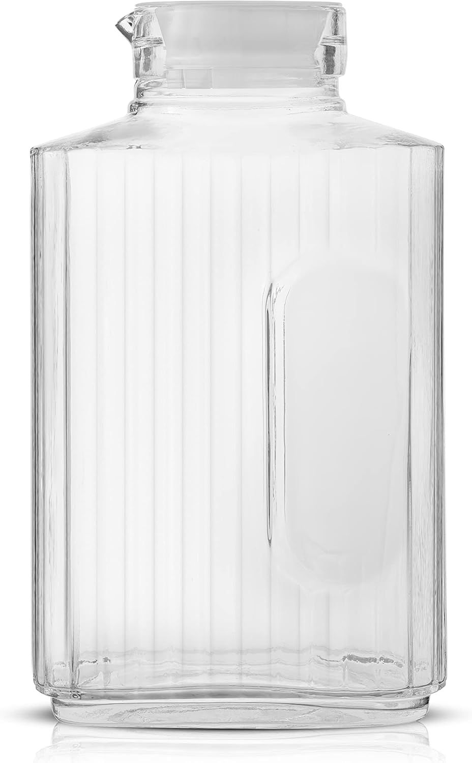 68oz Glass Pitcher with Lid (2 Lids), Rectangle Beverage Serveware and Storage Container for Cold Drinks and Liquids, Water Containers, 2 Quart Pitcher with Lid for Kool Aid and Lemonade