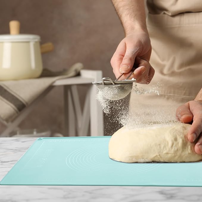uxcell Silicone Pastry Mat, 27.5" x 19.7" Silicone Baking Mat with Measurements, Non-Stick Dough Rolling Mat for Making Pastry Cookies Bread Pizza Purple
