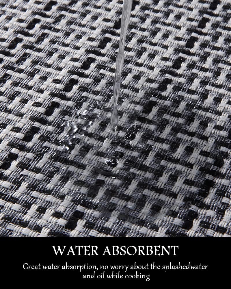 PADOOR Kitchen Mats for Floor, Kitchen Rugs Non Slip Washable, Rubber Backed Kitchen Runner Super Absorbent Kitchen Floor Mat Sink Rug, 25”x59” Black