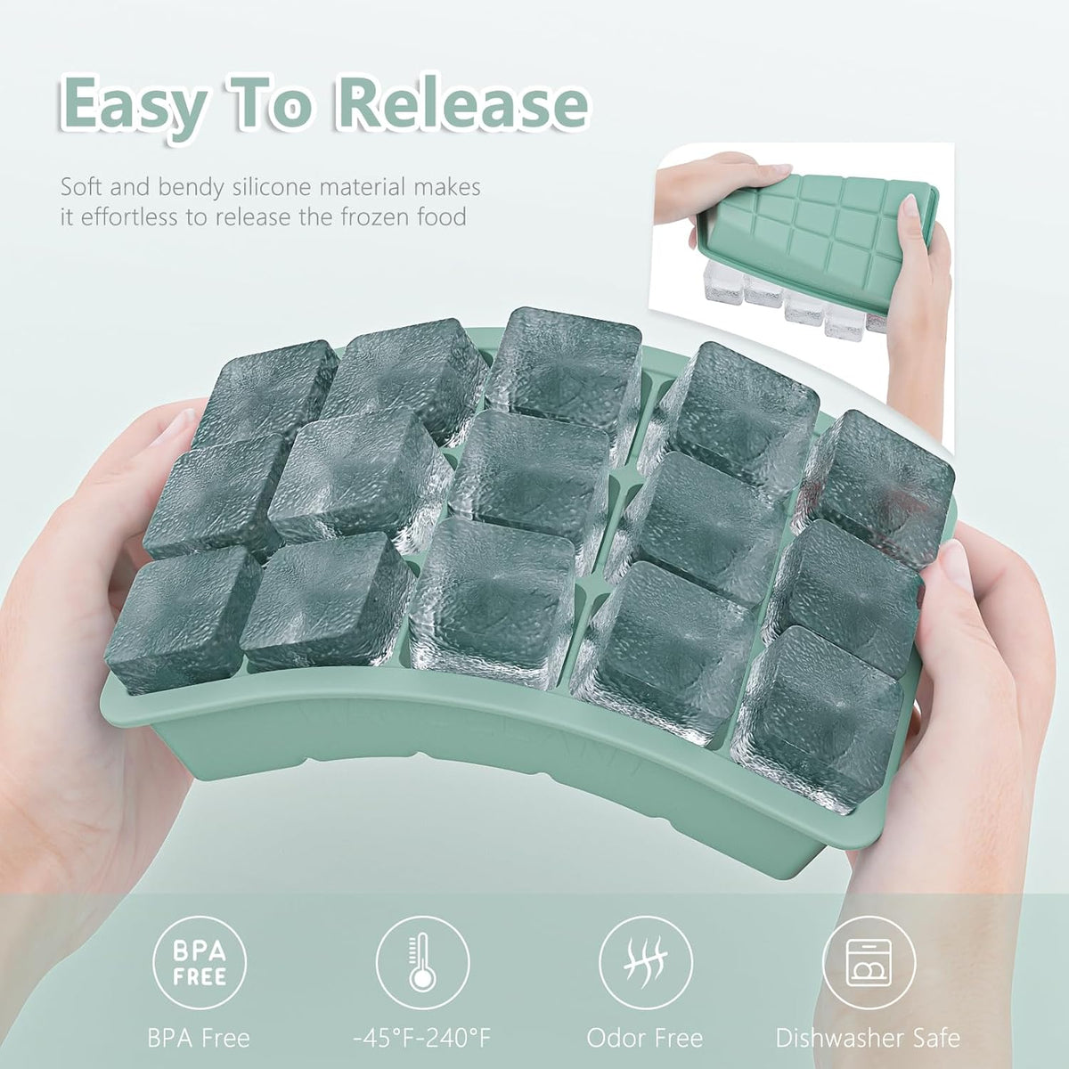 Silicone Ice Cube Tray 3 Pack, HANCELANT Ice Cube Mold, Ice Trays for Freezer with Lid for Whiskey, Baby Food, BPA Free, Easy Release