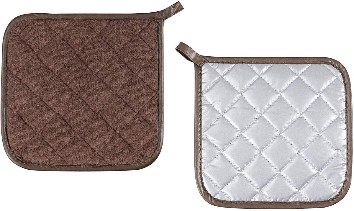 Joyhalo 4 Pack Pot Holders for Kitchen,Cotton Oven Holder with Great Heat Resistance,Non Slip Hot Pads for Kitchen Clearance,Brown