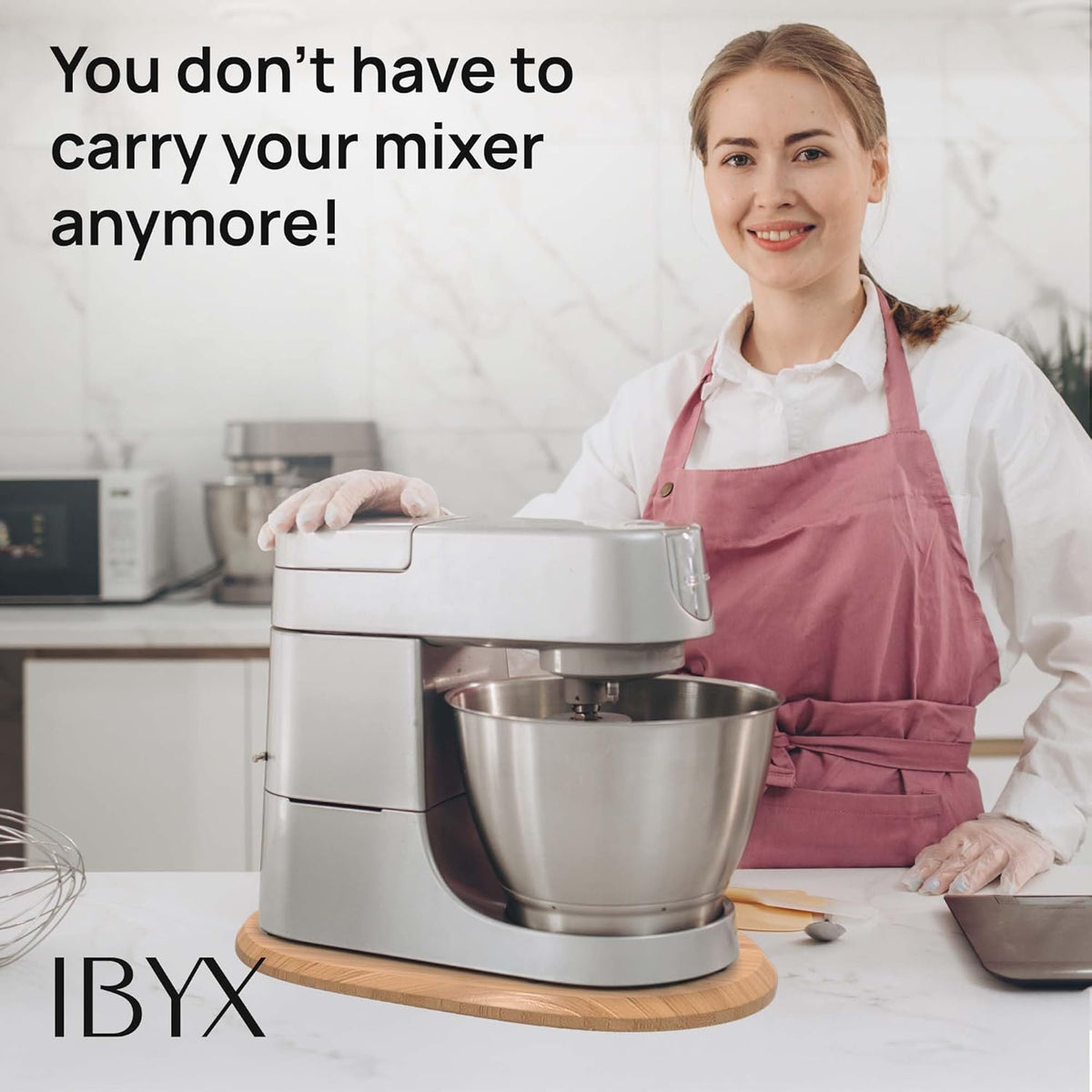 Ibyx Elegant Sliding Tray - Compatible with 5.5 Qt KitchenAid Stand Mixers and Other Heavy Appliances (Natural)