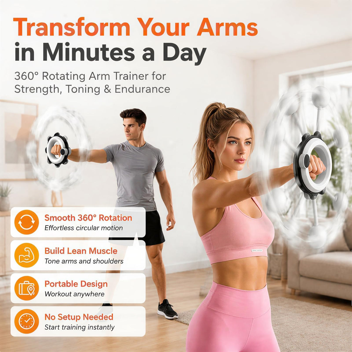 Infinity Hoop for Arms, 360° Hand-Crank Arm Trainer, Home Workout