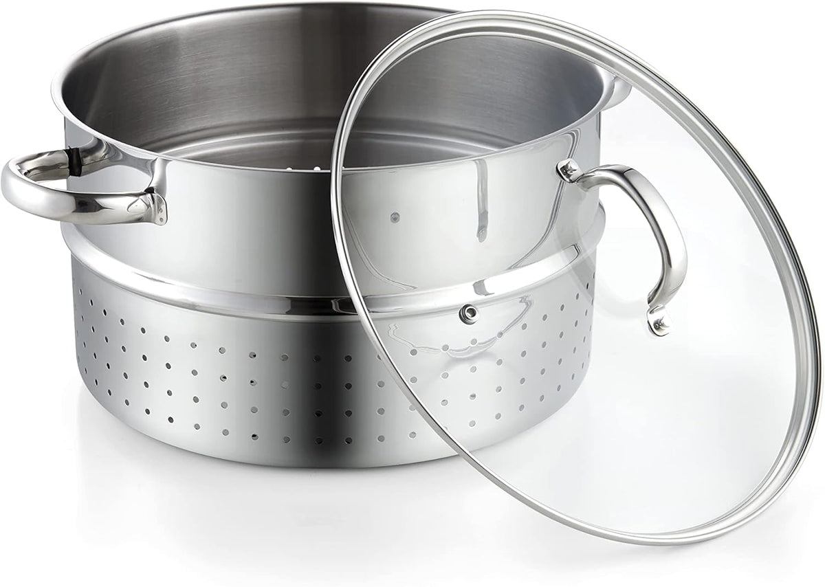 Cooks Standard Canning Juice Steamer Extractor Fruit Vegetables for Making Jelly, Sauces, 11-Quart Stainless Steel Multipot with Glass Lid, Clamp, 2-Pcs Hose