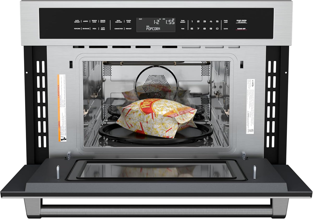 KoolMore Reserve 30 in. 1.6 cu. ft. Built-in Convection Microwave Oven with Air Fryer, 10 Power Levels, Sensor Cooking, Bake, Roast, Broil, Defrost, 1750 Watts, UL Certified in Black Stainless-Steel