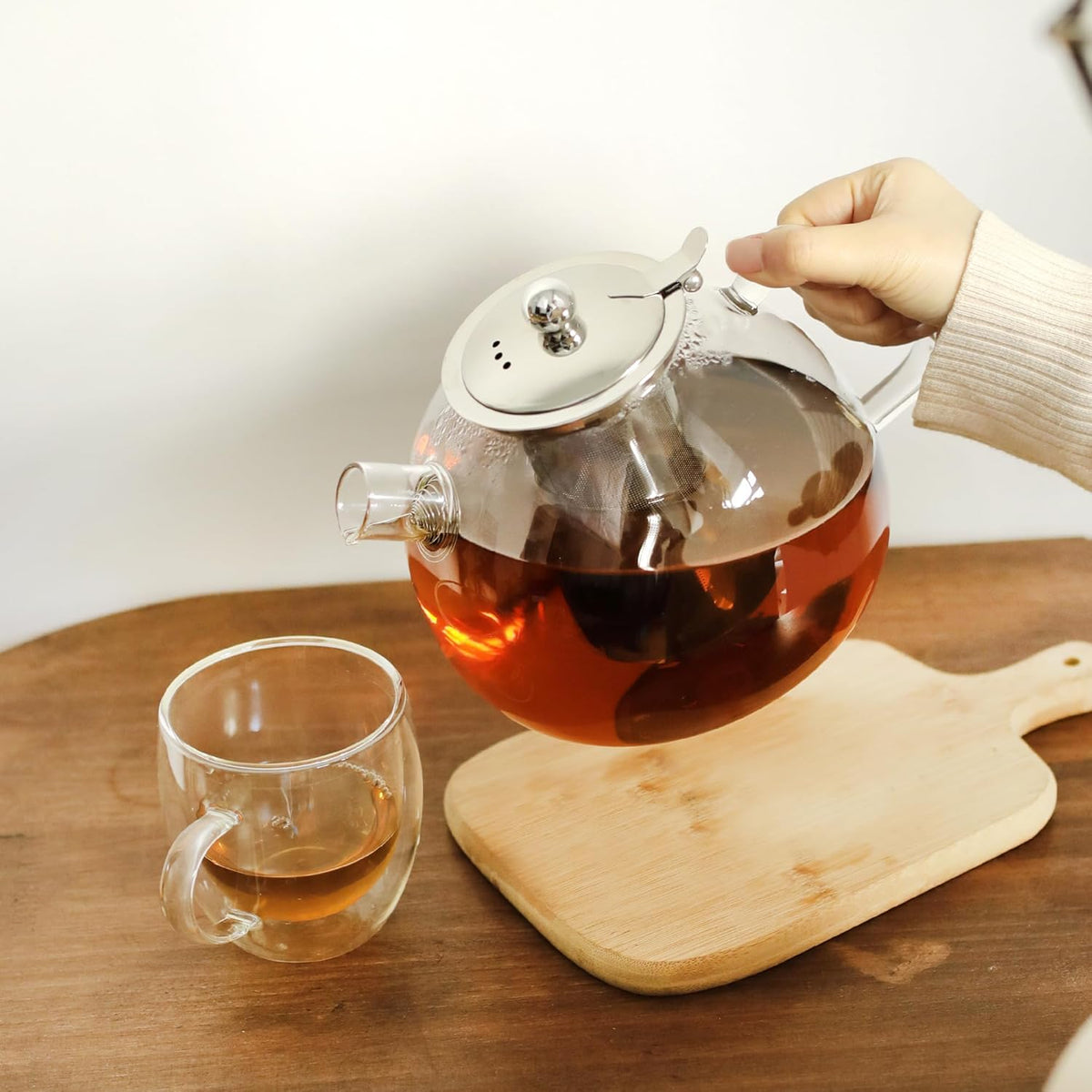 LIBWYS 1500ml(51oz) Glass Teapot, Teapot with Removable Infuser, Stovetop Safe Tea Pot made of Heat-resistant Borosilicate Glass, Blooming and Loose Leaf Tea Maker, Easy to Clean
