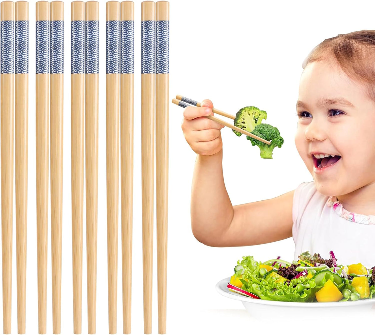 7inch Short kids Bamboo Chopsticks 5 Pairs Reusable Wooden Natural Chopstick Training for Beginners