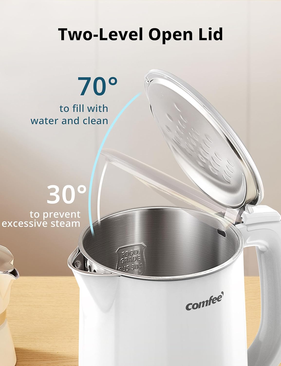 COMFEE' Electric Kettle and Tea Kettle, 1.5L Double Wall, Stainless Steel Interior, Lid & Spout, Fast Boil, Auto-Off, and Boil-Dry Protection, 1500W