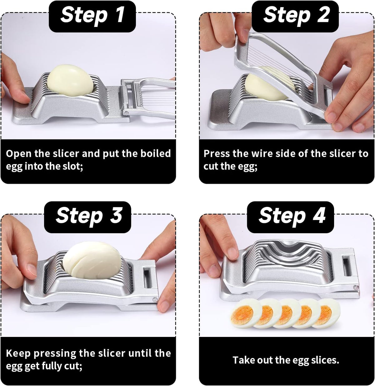 2 Packs Egg Slicer,Strawberry Slicers, Stainless Steel Wire Egg Slicer for Hard Boiled Eggs, Heavy Duty Aluminum Base Metal Egg Cutter for Egg Strawberry Soft Fruit & Food, Dishwasher Safe