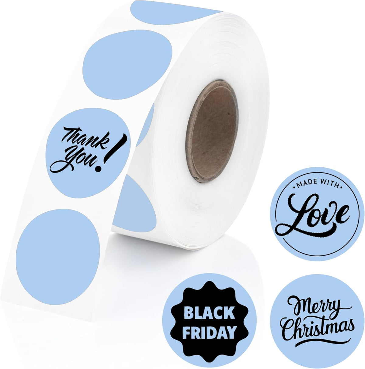 Perco Blue 1-Inch Perforated Circle Dot Thermal Sticker Labels — 735 Stickers/Roll, Direct Thermal Printer Compatible—with Permanent Adhesive for Color Coding, Garage Sales, Crafts—Made in USA