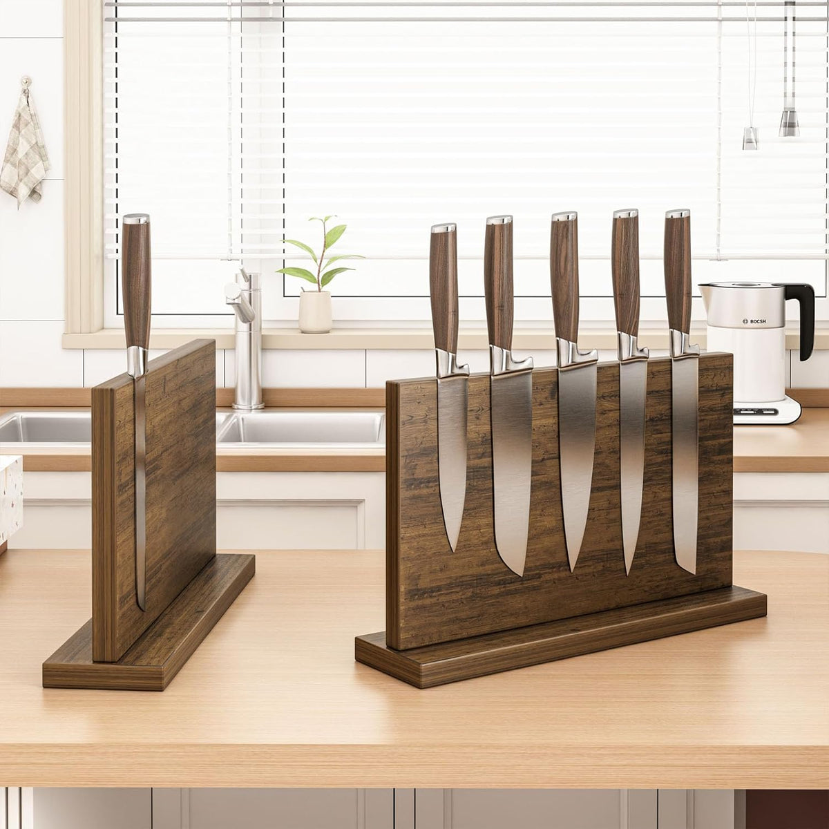 Extra Large Magnetic Knife Holder, Double-Sided Magnetic Knife Block Universal Multi-function Display Rack for Kitchen Counter (Rub Color)
