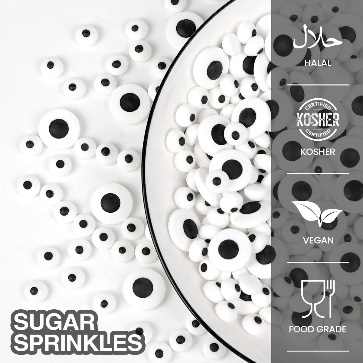 Edible Candy Eyeball Sprinkles, Googly Eyes Sprinkles for Cake Decorating, Baking, Cupcake, Cake Decorations, Ice Cream Toppings, 150g/5.29oz, Halloween, Holiday, Christmas Supplies
