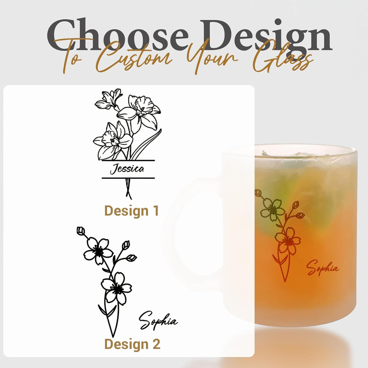 Personalized Coffee Mug, Engraved Birth Flower Mug for Women With Custom Name & Text, Customized Gifts for Birthday, Christmas, Grandma, Wife, Mom, Friends