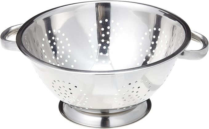 EXCELSTEEL Heavy Duty Stainless Steel Colander 5 Qt | Easy Grip Handles | Self-Draining Base | Mirror Polished | Dishwasher Safe | Pack of 1