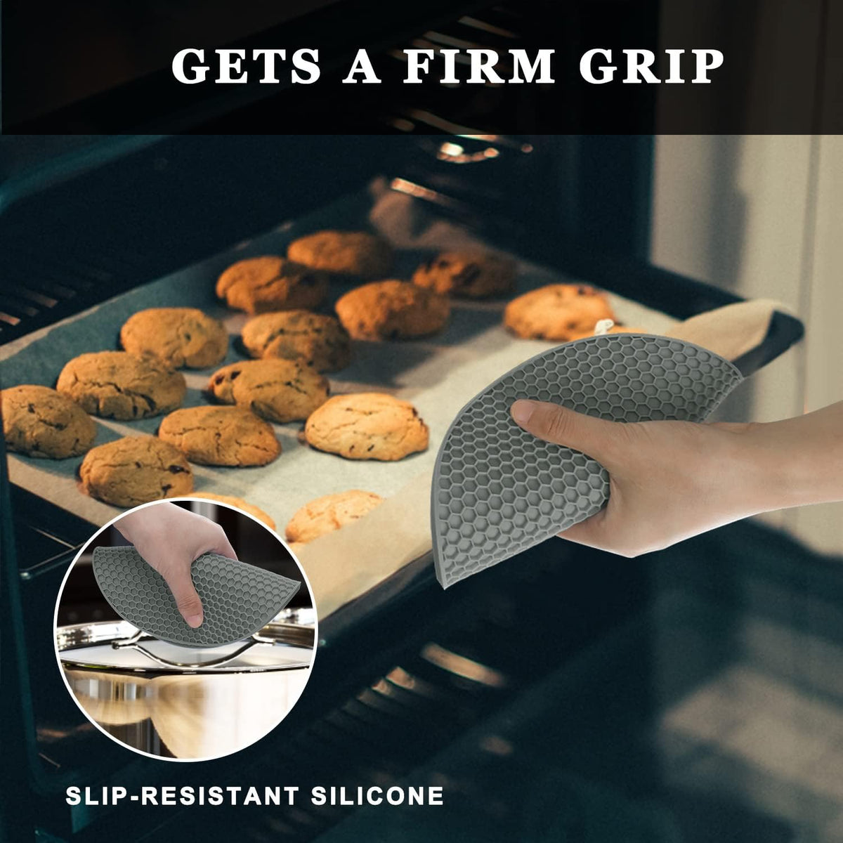 Silicone Trivet Mats, 2 Sizes 7 & 9 Inch Heat Resistant Silicone Hot Pads Pot Holders for Kitchen - Trivets for Hot Dishes, Multipurpose Non-Slip Heat Resistant Mat, Spoon Holder, Drying Mat(Gray)