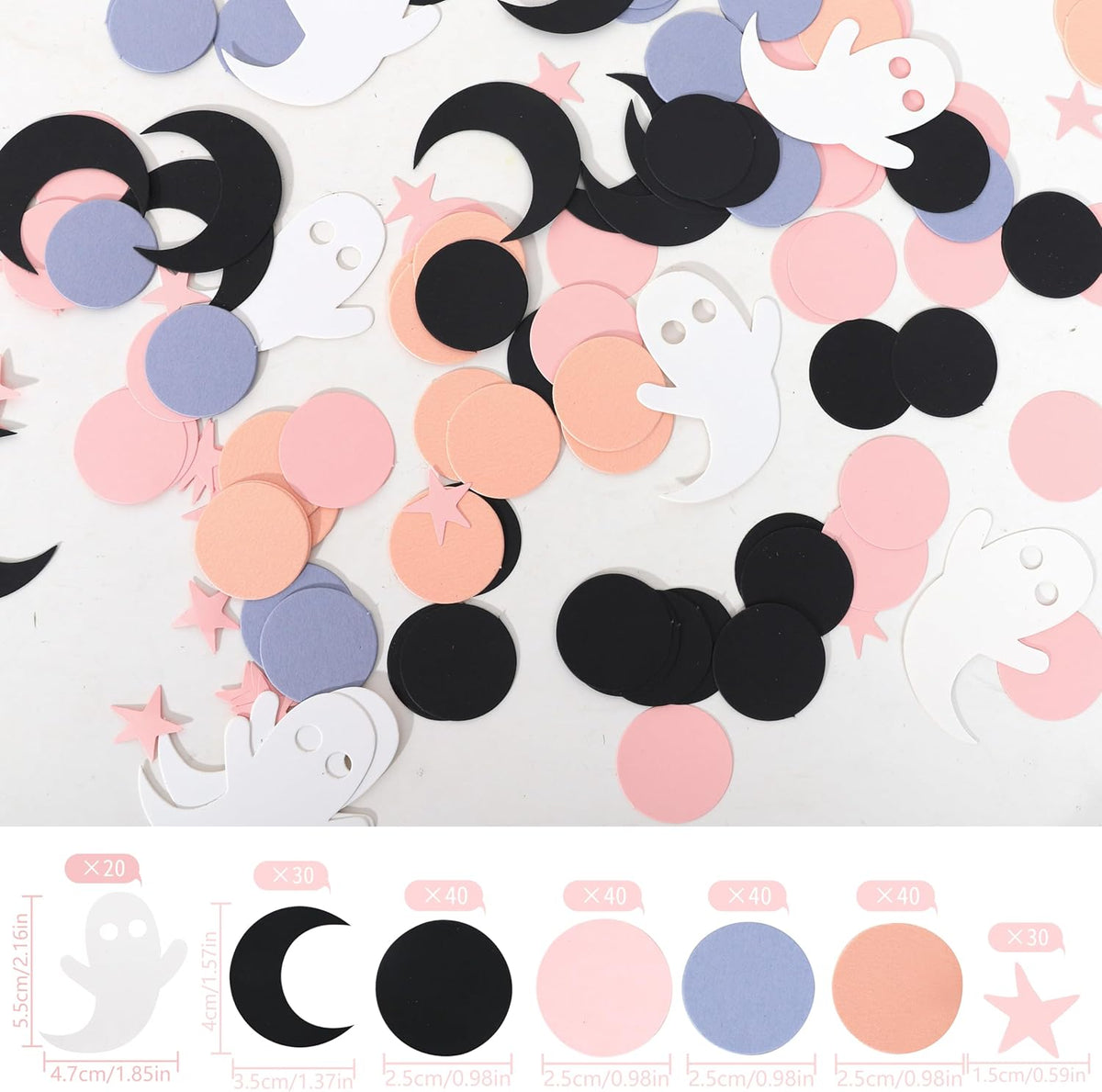 230psc Halloween Spooky Confetti - Pink Halloween Confetti, Spooky One Two Spooky Birthday Decorations, Halloween Table Decor, Girls Ghost Confetti
