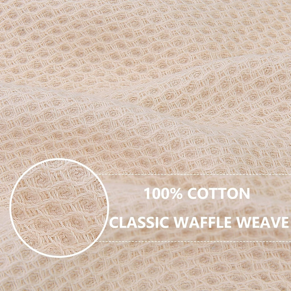Homaxy 100% Cotton Waffle Weave Kitchen Dish Cloths, Ultra Soft Absorbent Quick Drying Dish Towels, 12 x 12 Inches, 6-Pack, Beige
