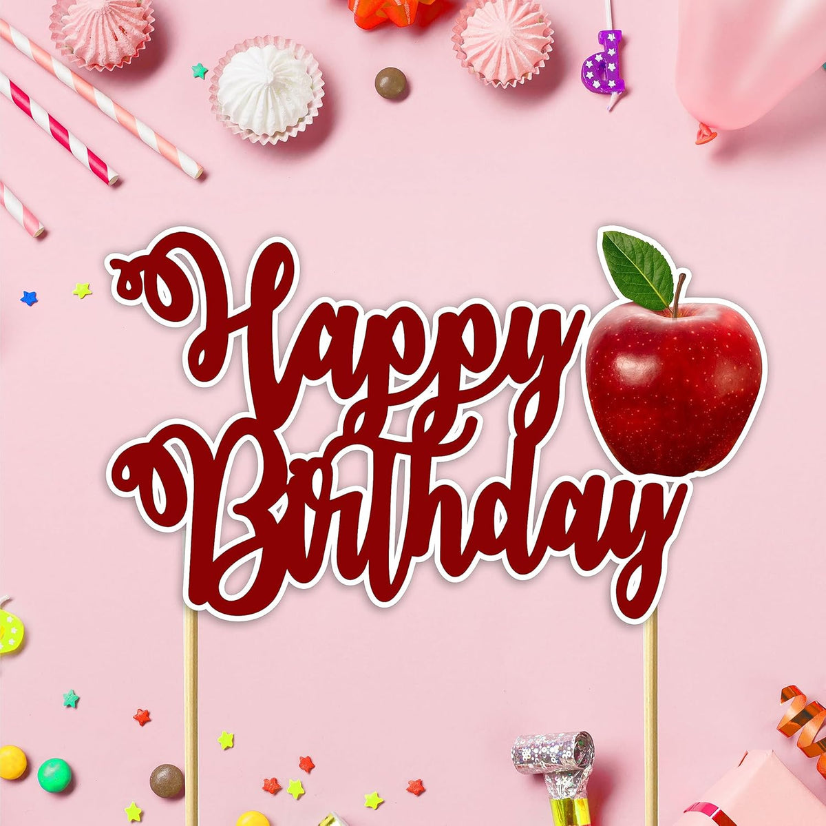 Seyal® Apple Happy Birthday Cake Topper