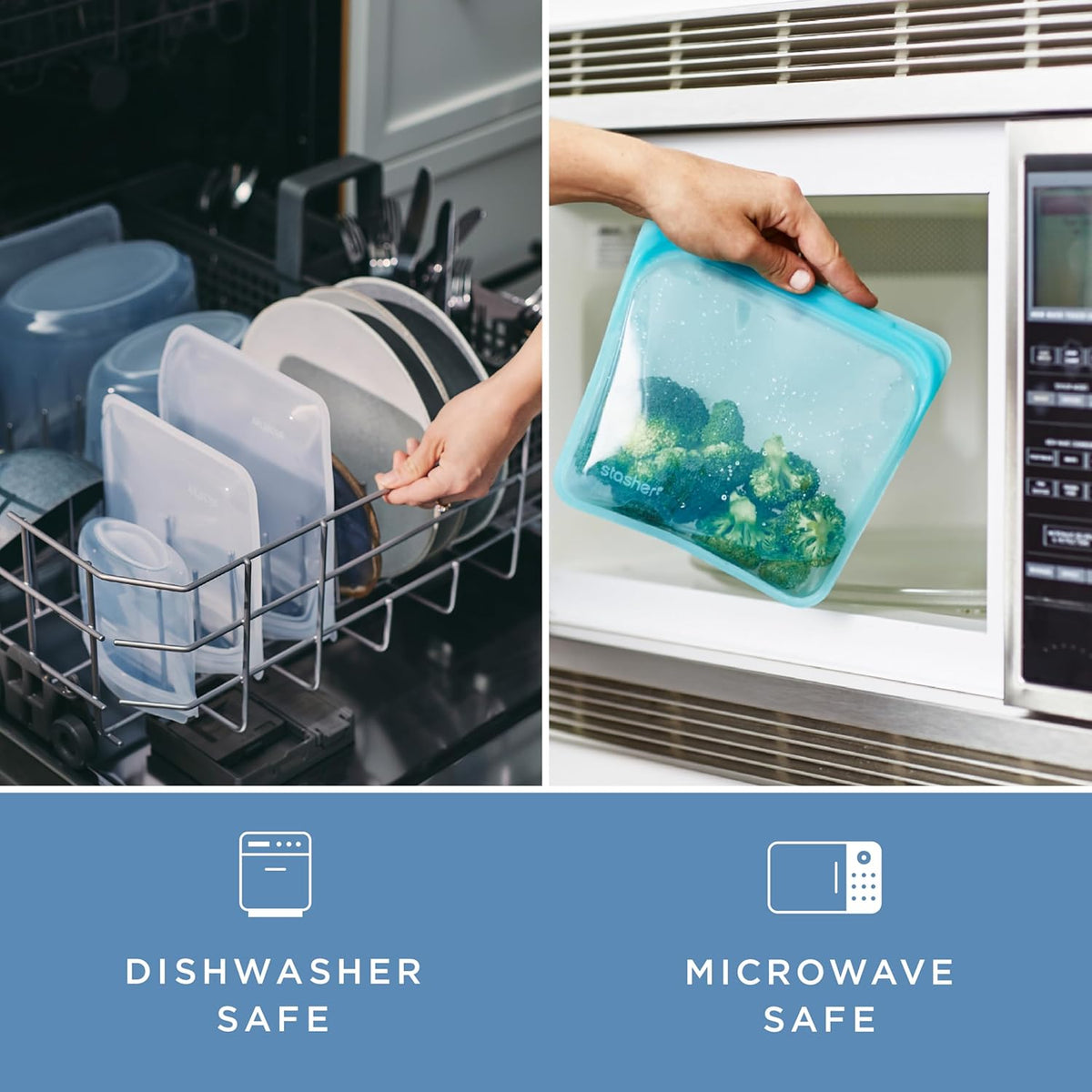 Stasher Premium Silicone Reusable Food Storage Snack Bag, Deep Ocean, Microwave, Sous Vide, Dishwasher, Oven and Freezer Safe, BPA Free, Leak-free, Eco-friendly, 12 Oz