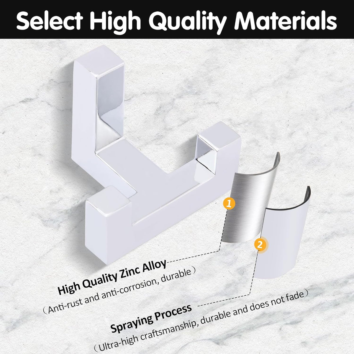 5 Pack Heavy Duty Coat Hook Wall Mount with Screw Retro Double Coat Hook Utility Hook for Coats, Scarves, Bags, Towels, Keys, Hats, Mugs (Chrome)