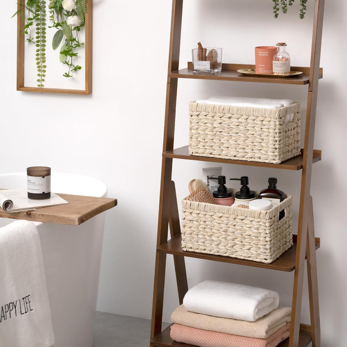 GRANNY SAYS Storage Baskets for Organizing, Wicker Storage Basket for Shelf, Wicker Basket for Organization, Waterproof Basket for Living Room, Decorative Basket for Pantry and Entryway, 2-Pack