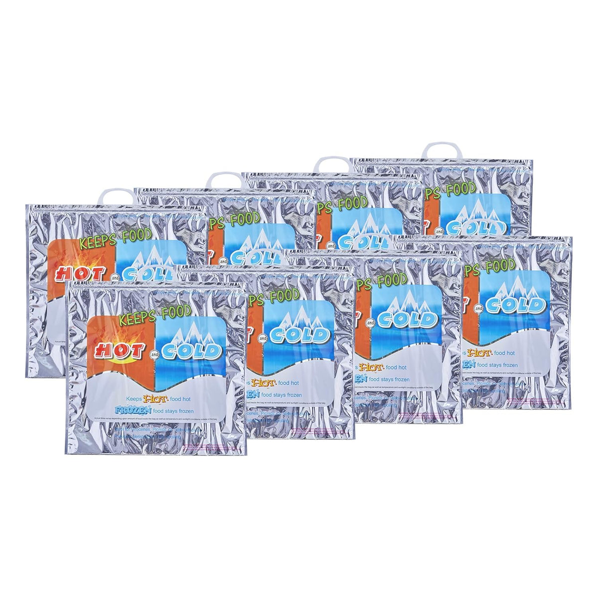 Superio Hot and Cold Insulated Bags for Food Delivery, Grocery Shopping Bags, Food Storage for Hot and Frozen Food for Travel, Disposable Cooler Bag, Reinforced Thermal Lunch Bag (8, 20"x19")