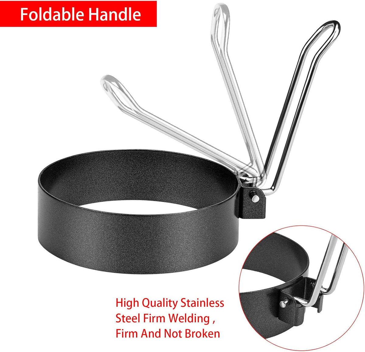6 Pack Egg Ring, Stainless Steel Round Egg Cooking Rings Non-Stick Frying Egg Maker Molds
