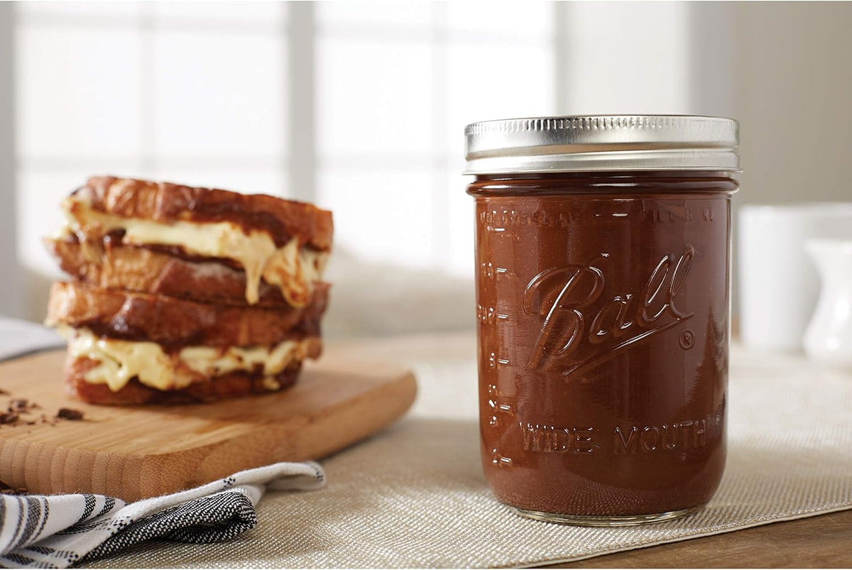 Ball Wide Mouth Pint 16-Ounce Glass Mason Jar with Lids and Bands, 12-Count