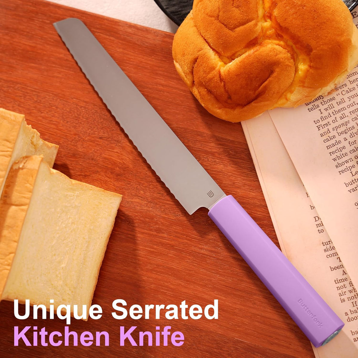 7.5" Serrated Bread Knife for Homemade Bread, AR-RPM9 Steel & Innovative Wavy Edge, Professional Serrated Knife for Sourdough Bread Cake, Gift for Baker Home Chefs