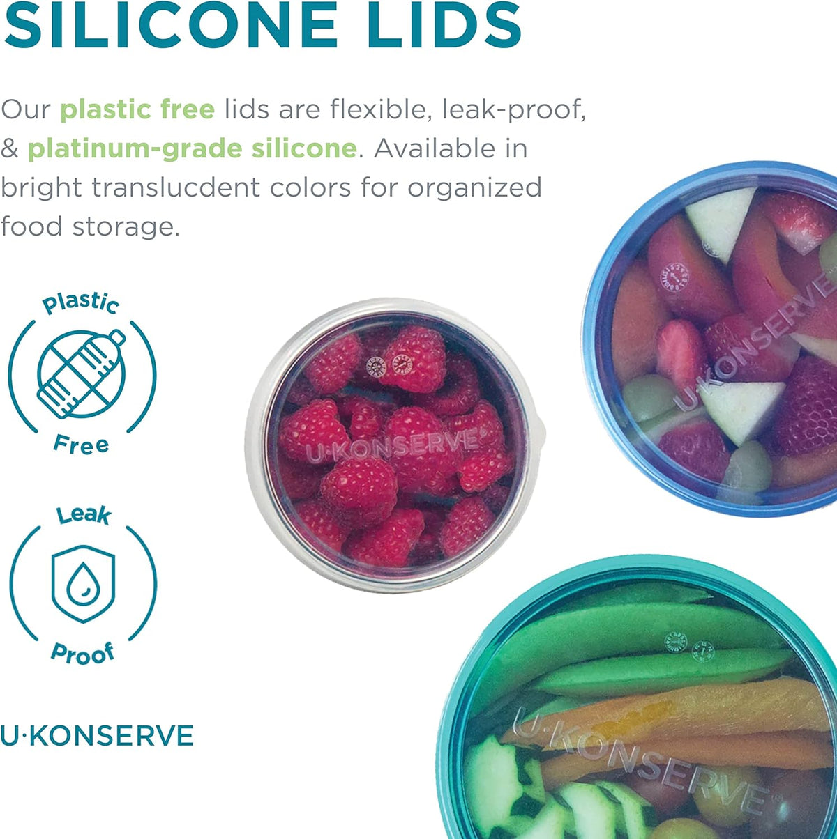 U Konserve Stainless Steel Nesting Trio Food Containers with Silicone Lids, Leak Proof & Dishwasher Safe (Set of 3: 5/9/16 oz)