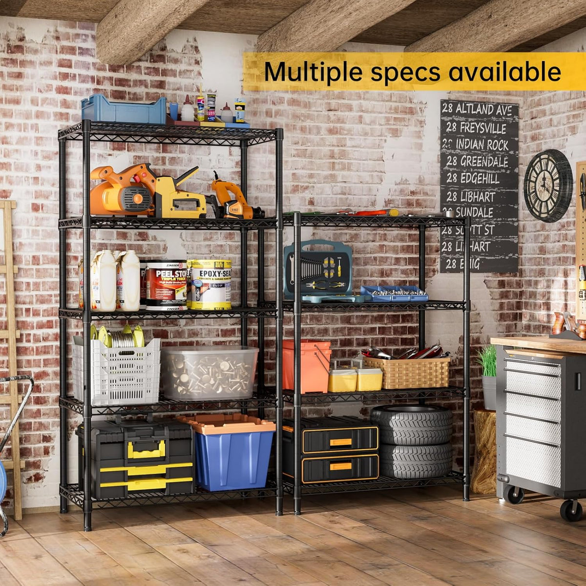 SINGAYE 4 Garage Heavy Duty Shelving Unit Kitchen Pantry Close Home Organizers and Storage Bathroom Shelf Laundry Room Organization Industrial Book Metal Wire Adjustable Shelves