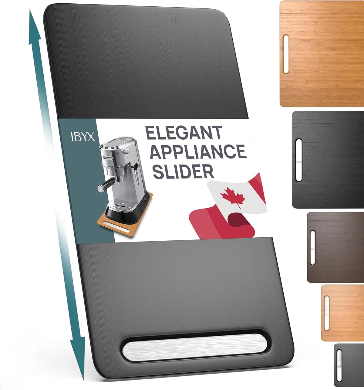 Ibyx Elegant Sliding Tray for Your Coffee Maker & Heavy Kitchen Appliances - Sturdy, Slides Easily from Under The Cabinet (Black, 7.5”W x 14.5”D)