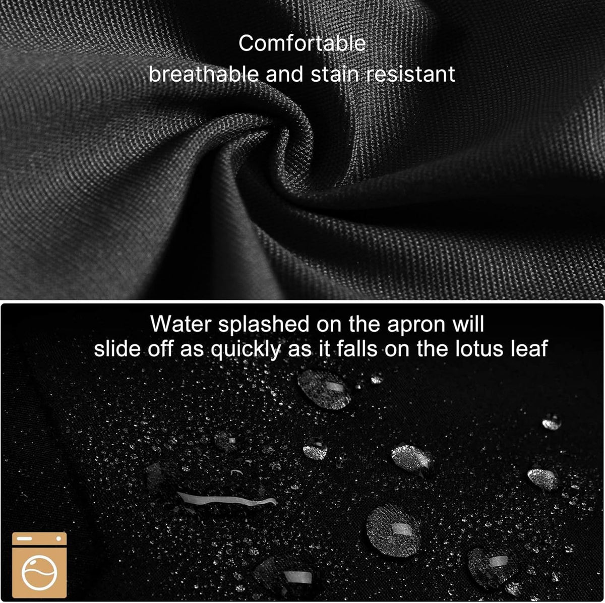 Aprons for Women Men BBQ Chef Cooking Artist Water Drop Resistant Canvas Adjustable Kitchen Apron with Pockets for Unisex Grill Baking Painting Art Stylist Dishwashing Comfortable Aprons (black)