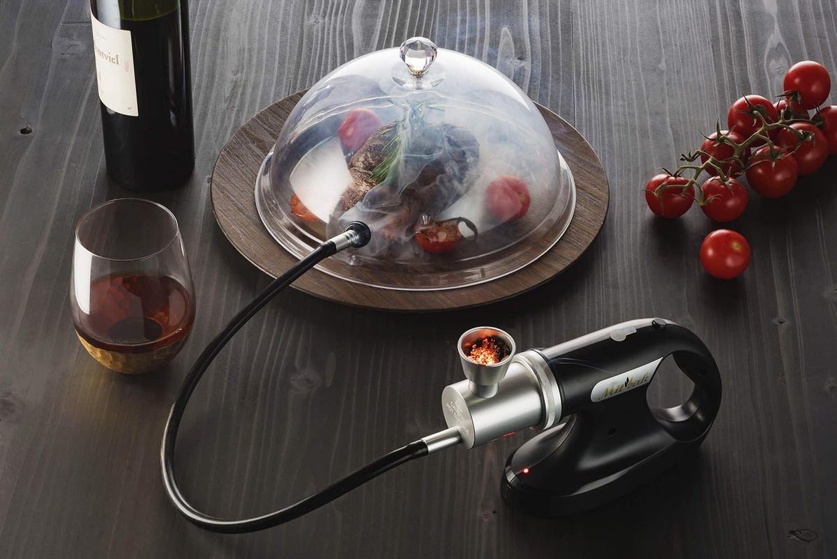 Mitbak Cocktail Smoker Kit With Dome Lid, Woodchips, and Portable Smoking Gun - Indoor-Outdoor Smoke Infuser for Whiskey and Bourbon - Excellent Gift for Men