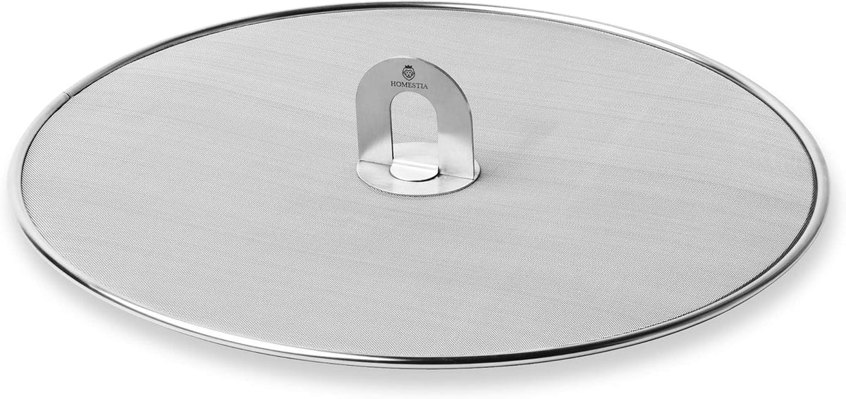 Homestia 11.5'' Splatter Screen for Cooking - Stainless Steel Grease Splatter Guard for Frying Pan, No Cooking Cover Oil Mess No Burns, Ultra Fine Mesh Lids for Sizzling Bacon or Popcorn