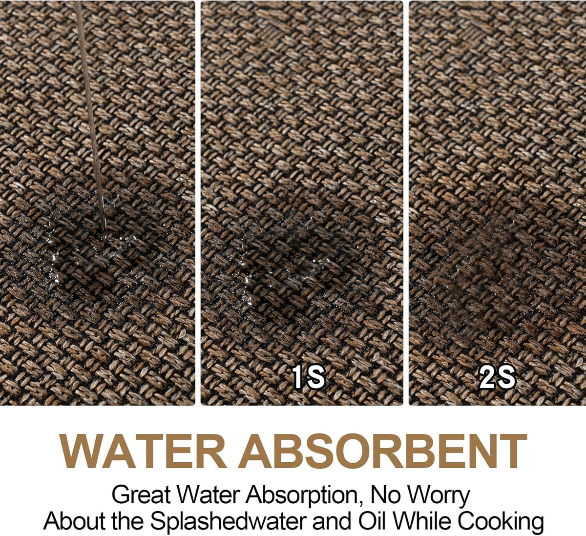 Kitchen Mat Set of 2 PCS, Cushioned Non Slip Rugs for Kitchen Floor, Absorbent Runner Comfort Standing Mats Washable for Kitchen, Office, Home (Brown, 17.3"x30"+17.3"x60")