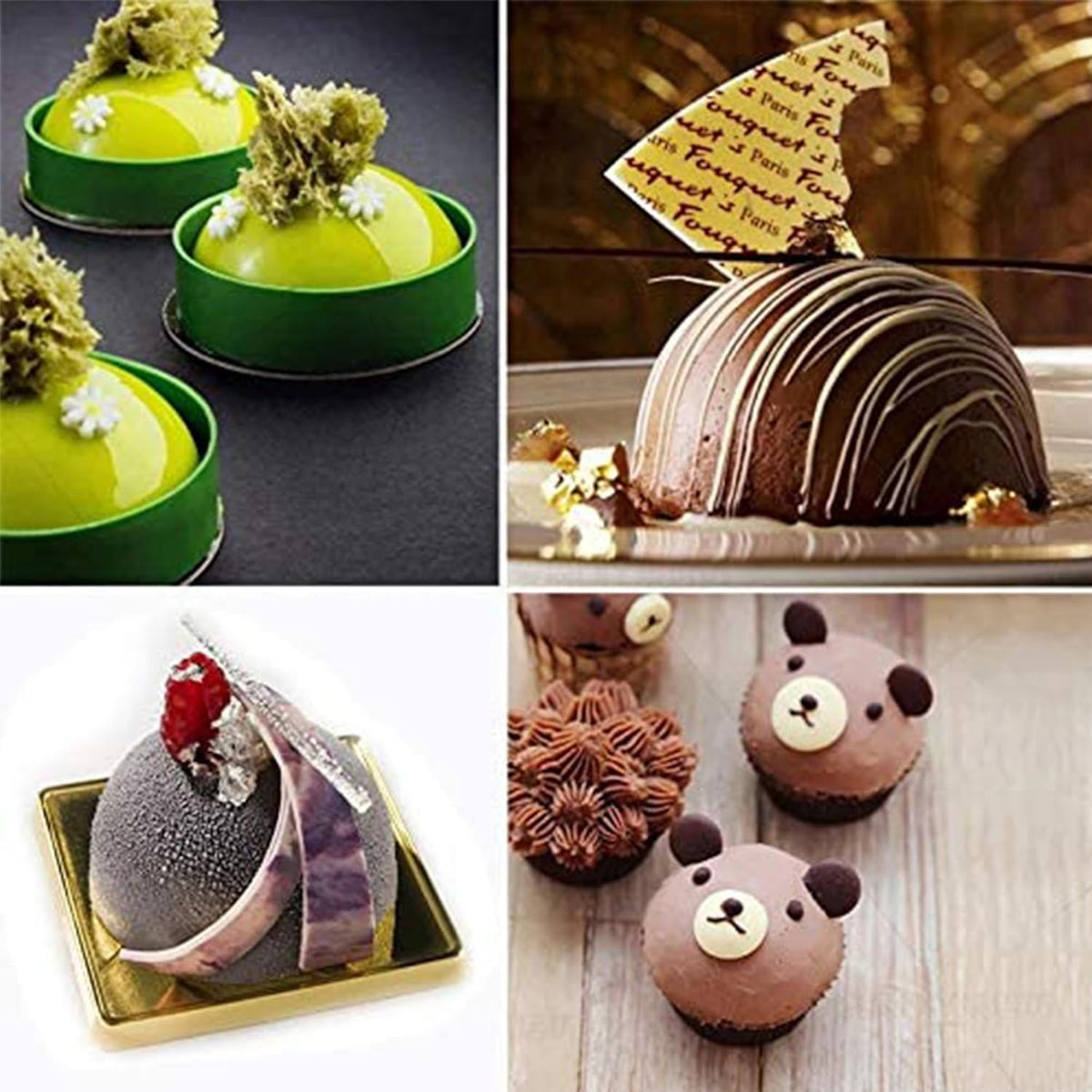 OCPO KITCHEN 3D Sphere Silicone Mold for Baking Mousse Cake Candy Pastry Chocolate Truffle Jelly Cookie Pudding, Ball Shape (8-Cavity)