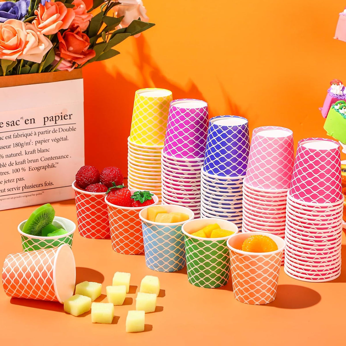 Thenshop 1000 Pieces 5 oz Wave Multicolor Paper Disposable Cups Colorful Small Kid Mouthwash Cups for Coffee Drinking Beverage Travel Picnics Barbecues Party, 10 Colors