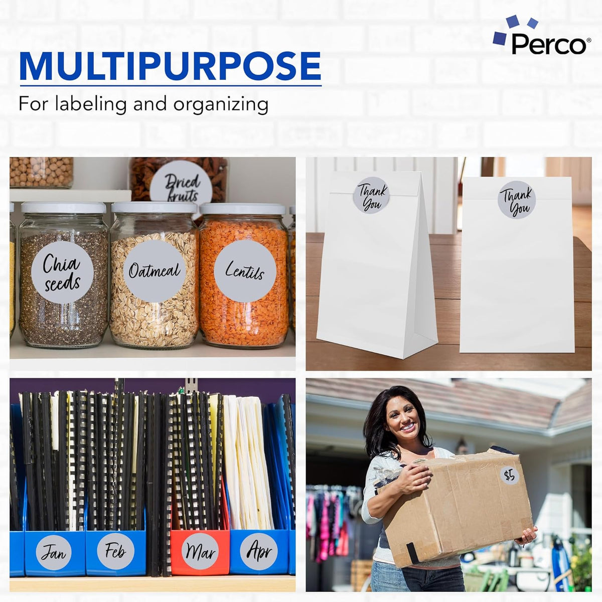 Perco Metallic Silver 3" Round Circle Dot Sticker Labels for Wedding Invitations - Multi-Roll Pack (3 Rolls, 500 Labels Each) - Permanent Adhesive, Vibrant Colors, Perforated for Easy Use, Made in USA