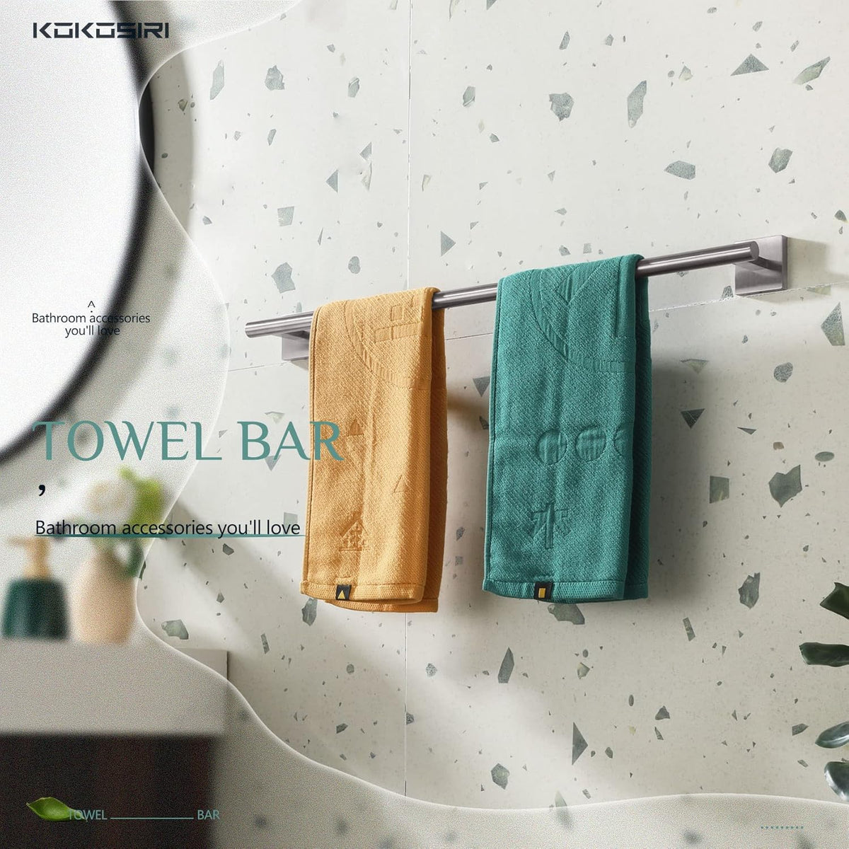 KOKOSIRI Bath Towel Holder Bathroom Accessories Towel Bar for Toilet Kitchen Necklace Holder 20 Inch Brushed Nickel Stainless Steel B4005BR-L20