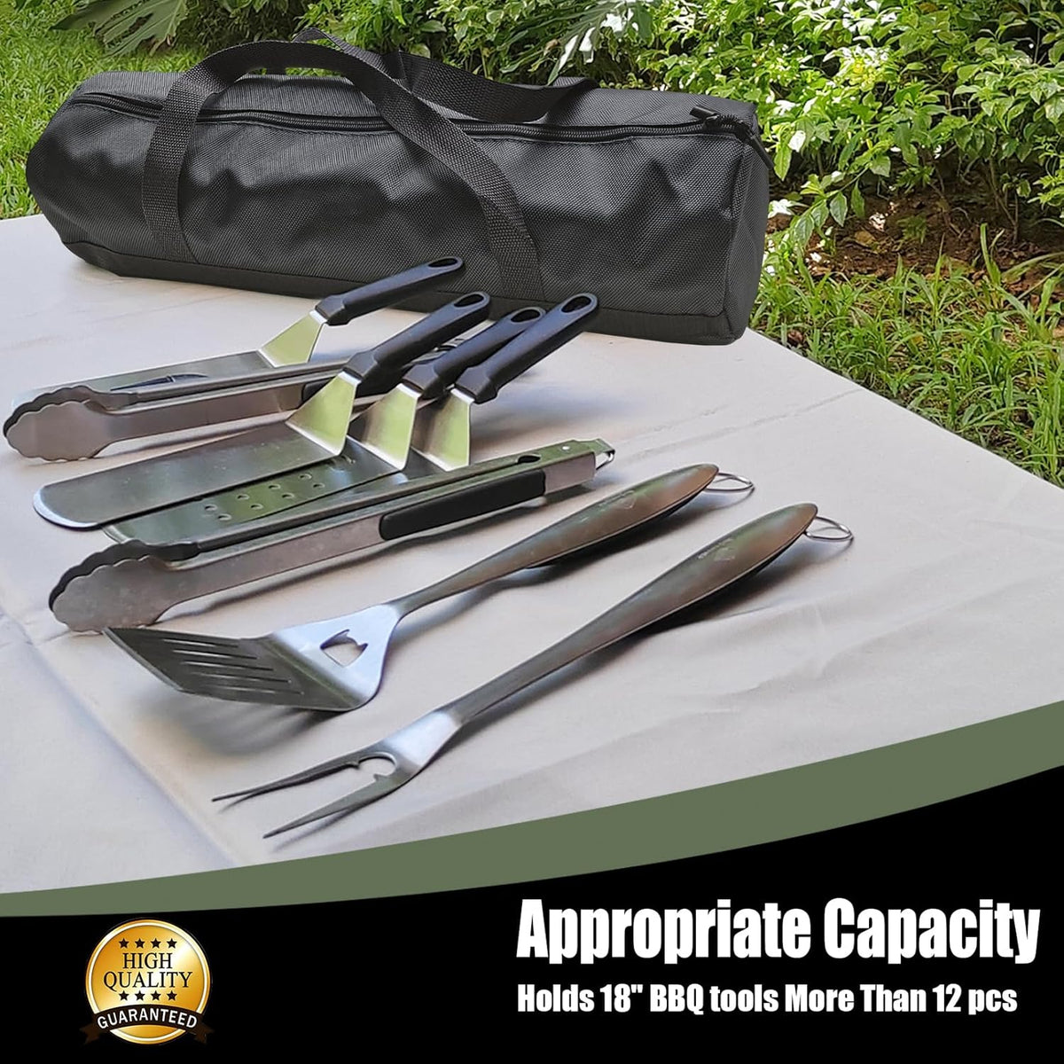 BBQ Accessories Storage Bag, Tool Bag for Barbecue Tools Storage, Grill Accessory Storage, Outdoor Camping Barbecue Carry Bag,Can Hold Grill Utensils Up to 18", BBQ Gifts for Men
