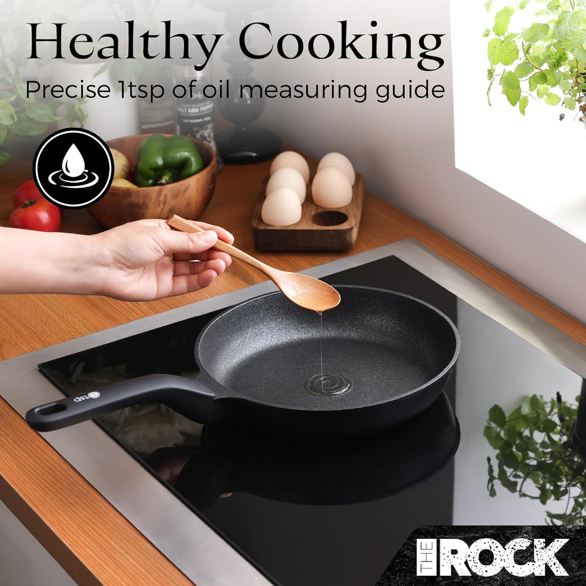 THE ROCK 1TSP 13PCS Cookware Set – Pots and Pans Set Non Stick with ROCK.TEC – Nothing Sticks, Never Warps, Lasts Longer – Healthy, Multifunctional, All-in-One Fry Pan, Saucepan, Stockpot & More