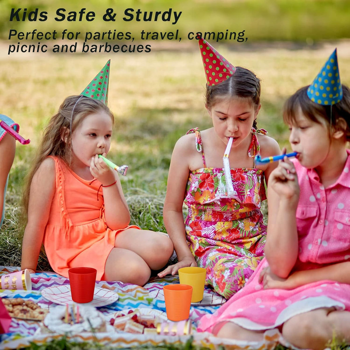 Eccliy 36pcs Kids Cups 8 oz Unbreakable Plastic Stackable Juice Reusable Tumblers Bulk Plastic Drinking Cups for Toddlers Baby Kids, Dishwasher Safe, 6 Colors(Bright Colors)